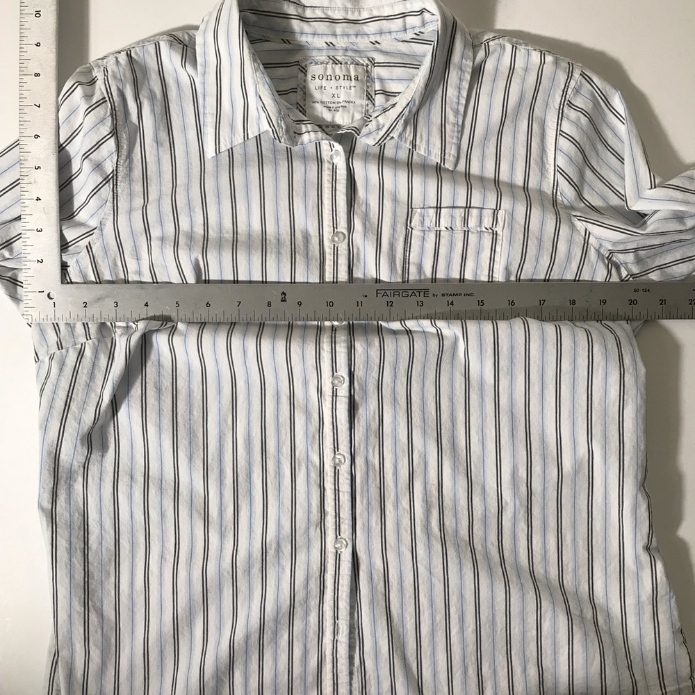 Sonoma Women's Striped Button Down Shirt - White - Picture 7 of 8